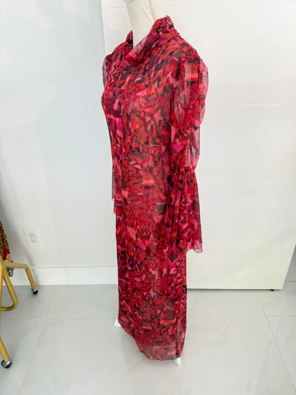 MISA Electra Crimson Red Long High Neck Maxi Dress NWT XL